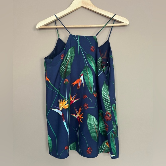 {Dalia} Birds of Paradise Floral Tank Blouse in Blue - Womens XS - Picture 5 of 8